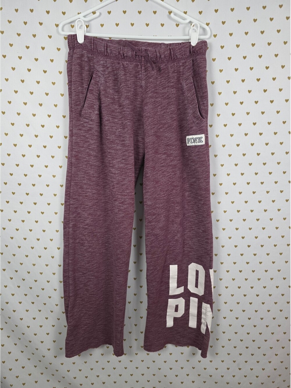 Victorias Secret PINK Diaper Butt Boyfriend Red Love Logo Flare Sweats XS